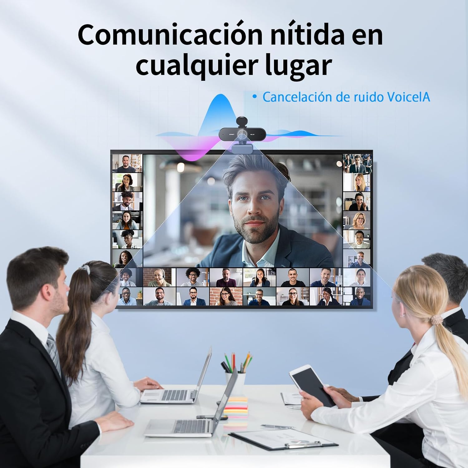 Webcam 4K con 2 micrófonos, cancelación de ruido, cámara Ultra HD 73°, PDAF