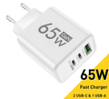 Enchufe USB 3 puertos, 65W, 2 puertos USB-C, 1 USB-A, múltiple carga simultanea, carga rápida
