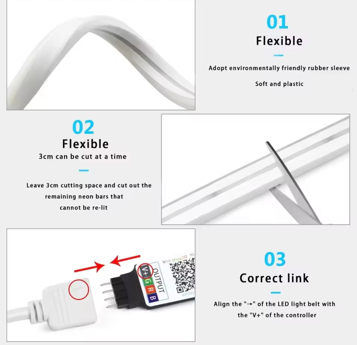 Tira de LED neón RGB, conexión con Wi-Fi Alexa, IP65