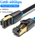 Cable RJ-45 Ethernet, CAT8 hasta 40Gbps, recubierto de malla trenzada, hasta 8 metros
