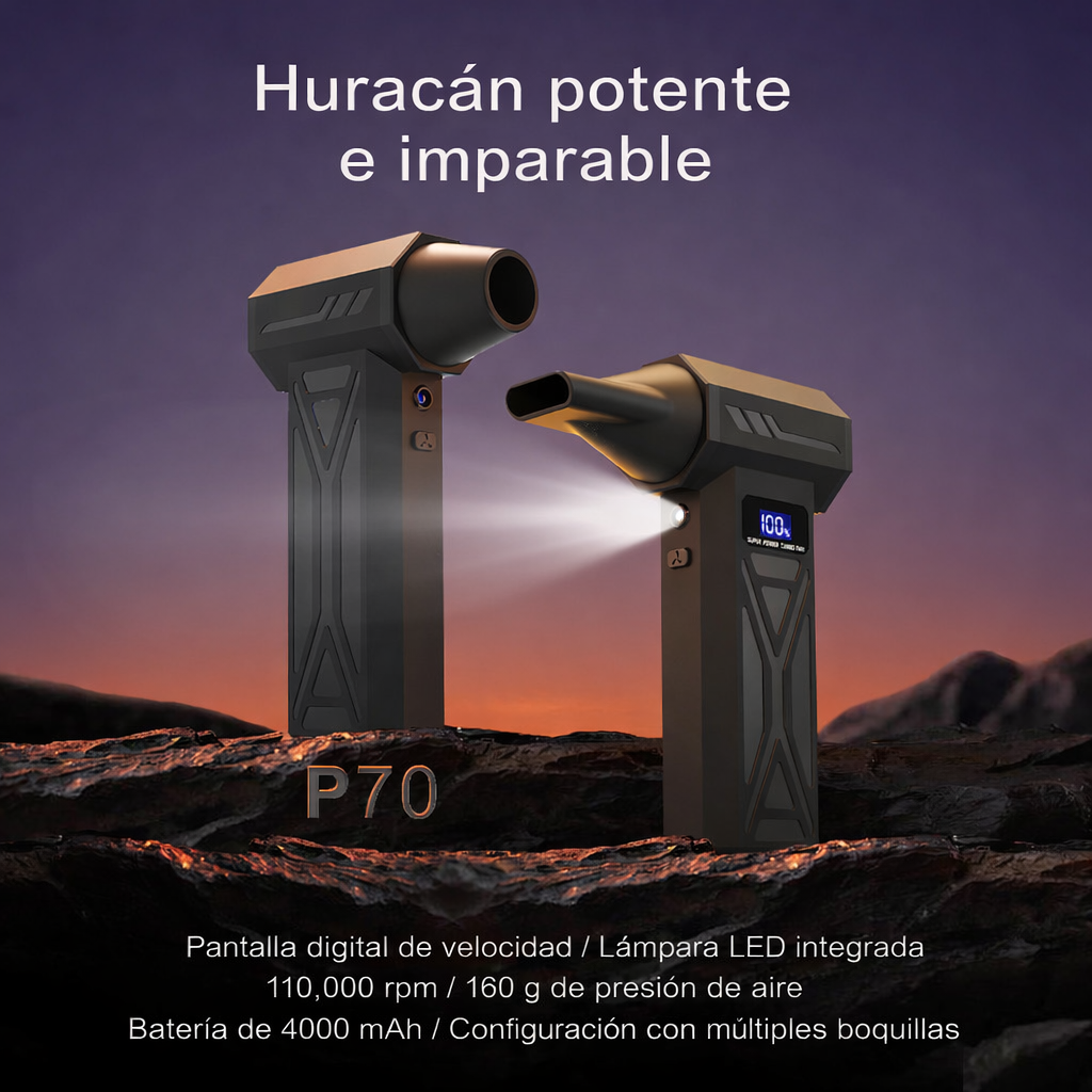 Soplador de Aire de 4 Velocidades, hasta 110000rpm, batería de 4000mAh, pantalla LED con indicador de batería