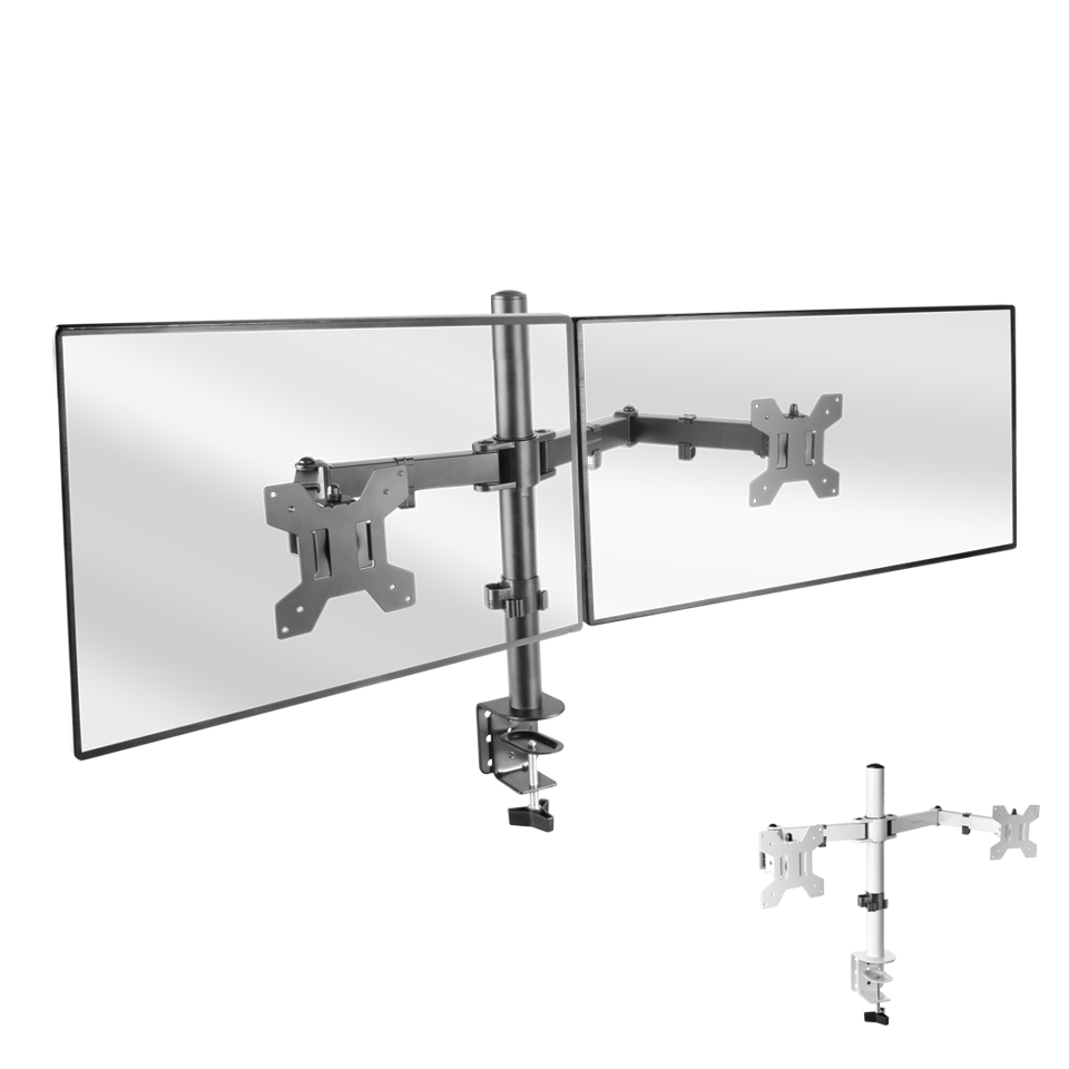 Soporte monitor de 2 brazos, de 13" a 27" pulgadas, hasta 8kg, brazo articulado, VESA 75 y VESA 100