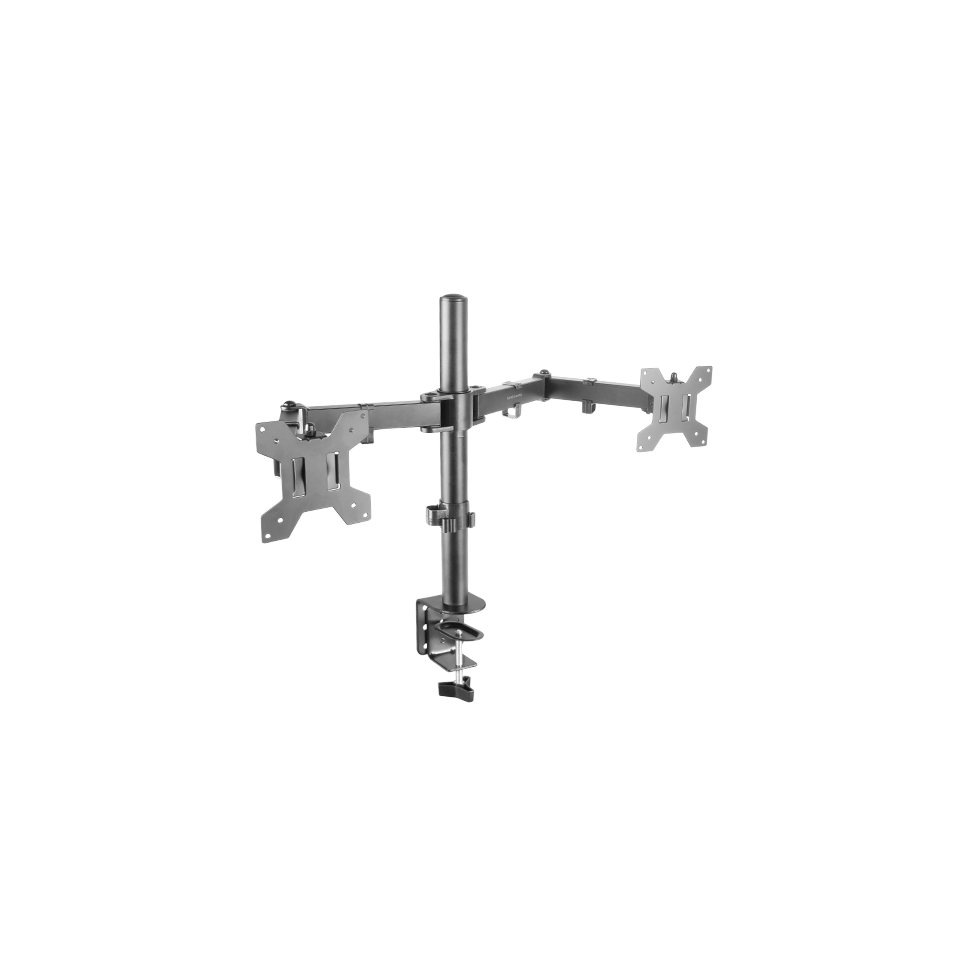 Soporte monitor de 2 brazos, de 13" a 27" pulgadas, hasta 8kg, brazo articulado, VESA 75 y VESA 100