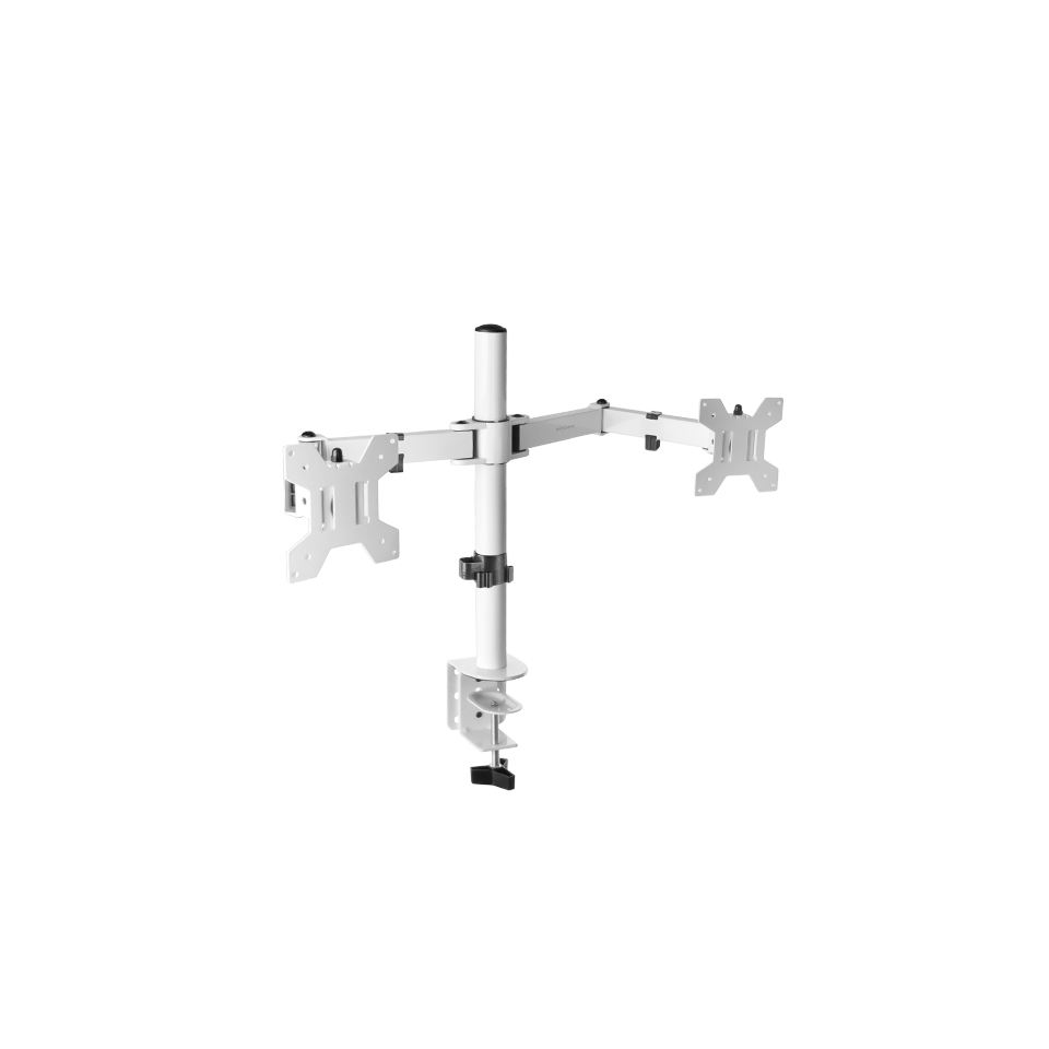 Soporte monitor de 2 brazos, de 13" a 27" pulgadas, hasta 8kg, brazo articulado, VESA 75 y VESA 100